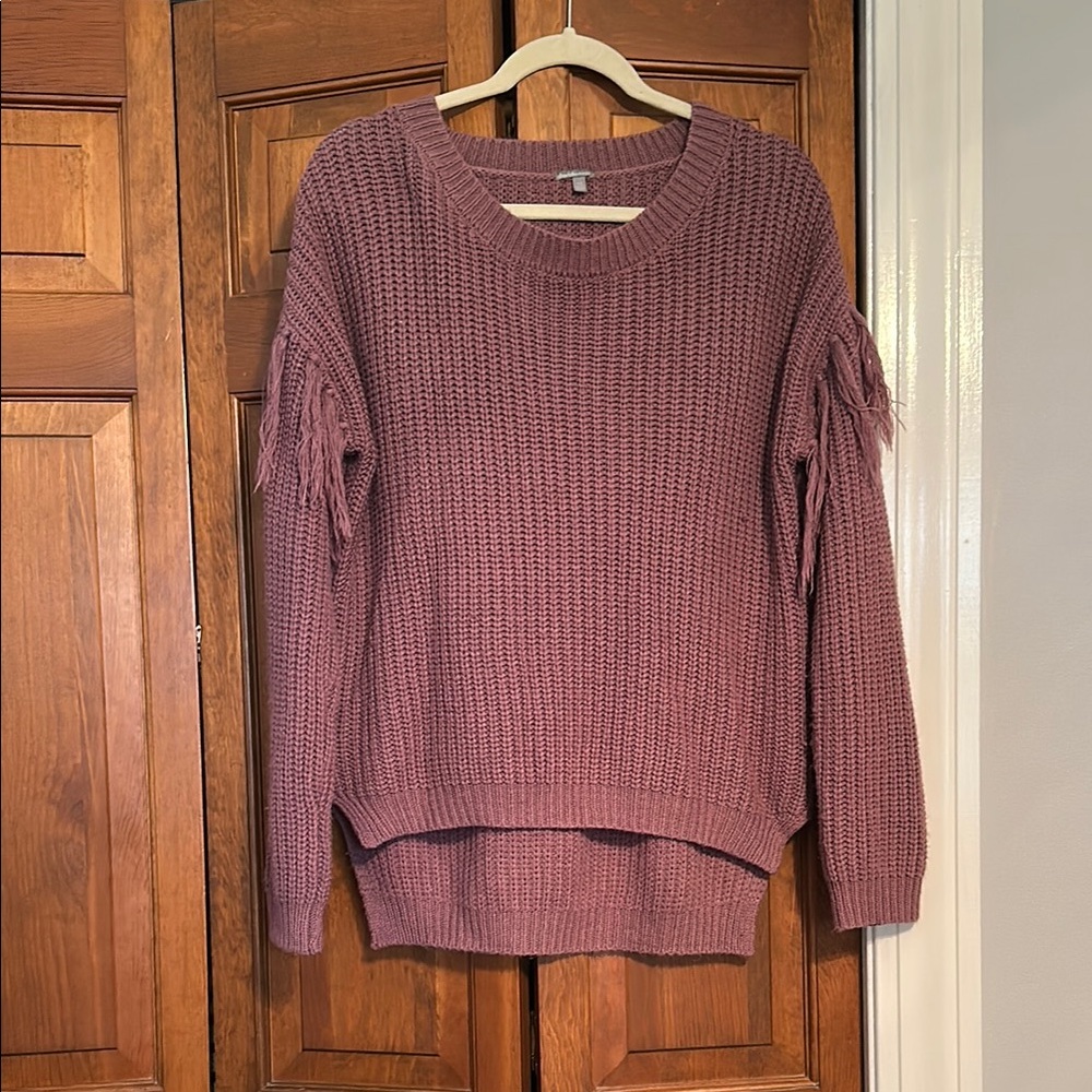 Charlotte Russe Pink Ribbed Crew Neck Sweater